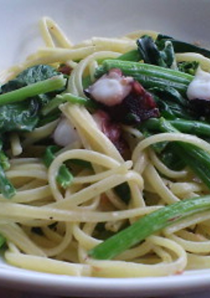 たことほうれん草の梅マヨパスタ-レシピのメイン写真