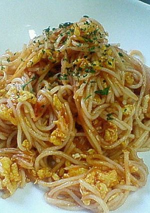包丁いらず、カニ卵素麺♪ケチャップ味♪-レシピのメイン写真
