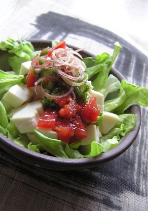 豆腐のトマトオクラドレッシングサラダ-レシピのメイン写真