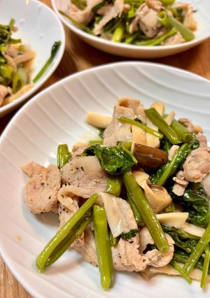 空芯菜豚こまエリンギのオイスター炒め-レシピのメイン写真