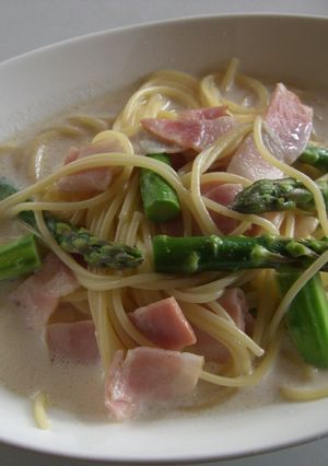 ベーコンとアスパラのスープパスタ-レシピのメイン写真