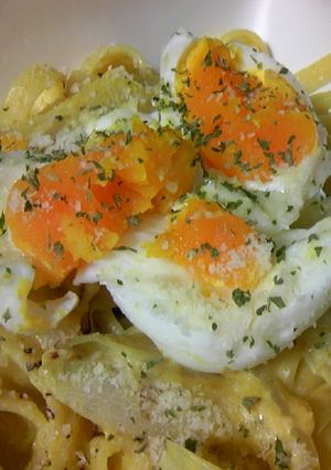 +　+玉子と玉葱のクリームパスタ+　+-レシピのメイン写真
