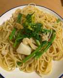 菜の花とシーフードの和風パスタ