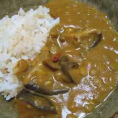 A picture of レンズ豆と干し椎茸とトマトのカレー.
