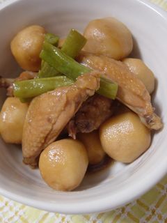 里芋と鶏手羽中の☆炒め煮-レシピのメイン写真