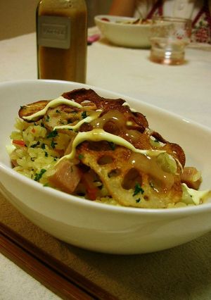 スパムとれんこんのカレーしょうゆピラフ-レシピのメイン写真