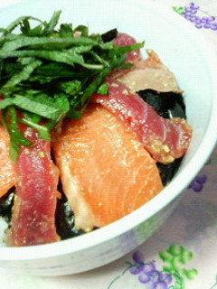 ✿まぐろとサーモンの❀胡麻✿漬け丼-レシピのメイン写真