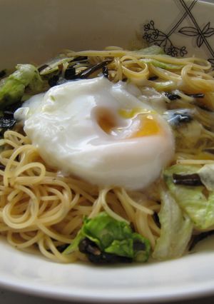 ヘルシー！簡単！和風冷製パスタ温玉のせ♡-レシピのメイン写真