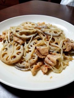 れんこんと豚バラ肉の味噌炒め-レシピのメイン写真