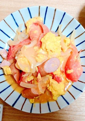 玉ねぎ、卵、トマトの中華風炒め-レシピのメイン写真