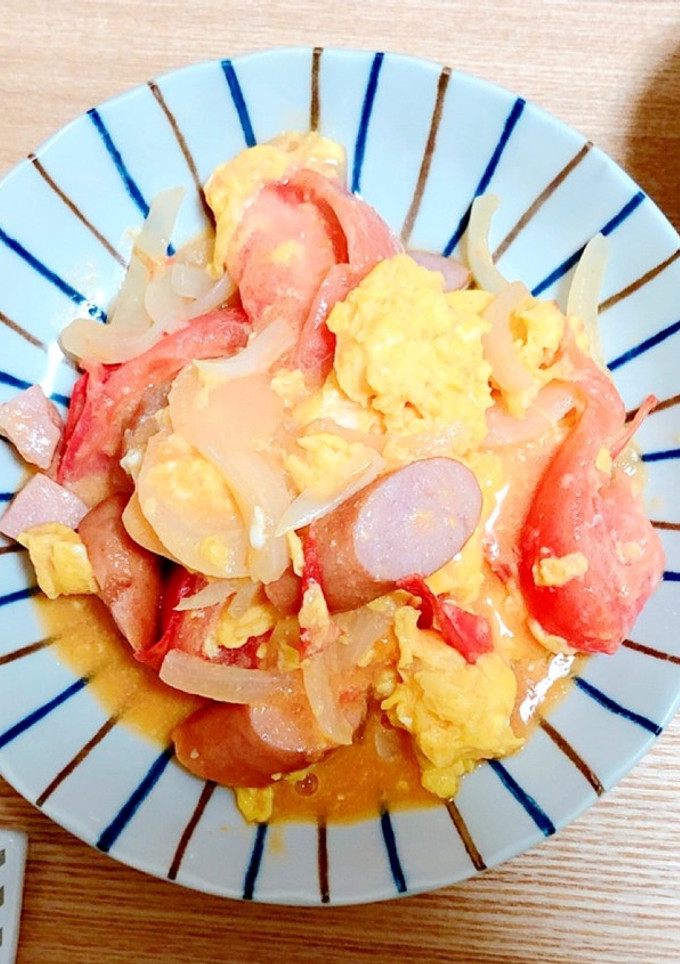玉ねぎ、卵、トマトの中華風炒め-レシピのメイン写真