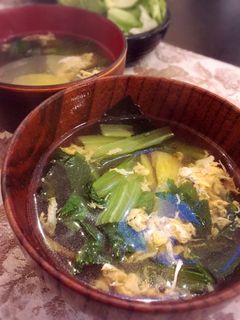 生姜でぽかぽか♪小松菜ワカメのかきたま汁-レシピのメイン写真