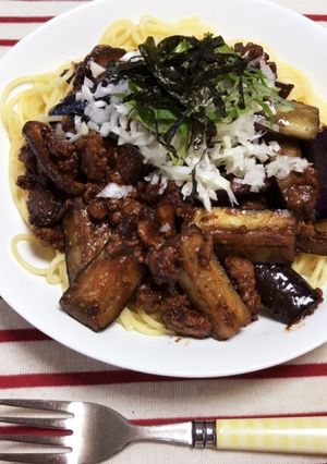 ナスとひき肉の味噌ソースパスタ-レシピのメイン写真