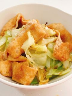 麺つゆだけで!キャベツと油揚げ炒め-レシピのメイン写真