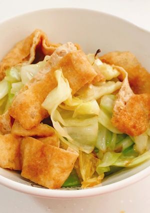 麺つゆだけで！キャベツと油揚げ炒め-レシピのメイン写真