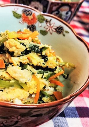レンチン炒め物【三葉としらすの玉子炒め】-レシピのメイン写真