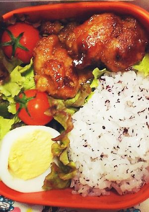 鶏の照り焼き弁当/ゆで卵/ピーマン煮浸し-レシピのメイン写真