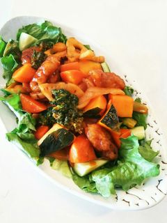 蓮根、かぼちゃの酢豚風(甘酢あんかけ)-レシピのメイン写真