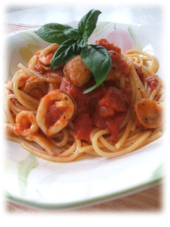 イカとホタテのトマトパスタ-レシピのメイン写真