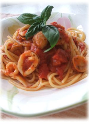 イカとホタテのトマトパスタ-レシピのメイン写真