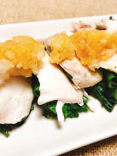 鰤と春菊の酒蒸しおろしぽん酢-レシピのメイン写真
