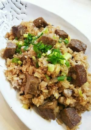 リメイク！サイコロステーキガーリック炒飯-レシピのメイン写真