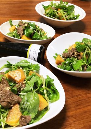 柿と牛肉のクミンサラダ-レシピのメイン写真