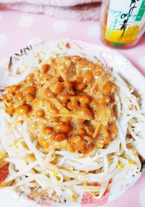 なめ茸納豆応用！超節約もやしサラダ?☆-レシピのメイン写真