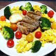 簡単!ステーキと野菜の彩り風!(^^)!