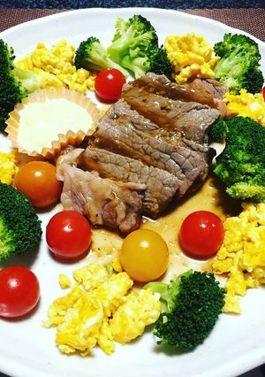 簡単！ステーキと野菜の彩り風!(^^)!-レシピのメイン写真