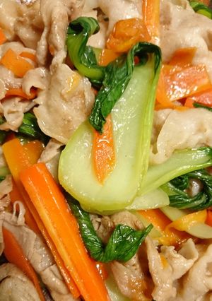 簡単！豚バラチンゲン菜炒め-レシピのメイン写真