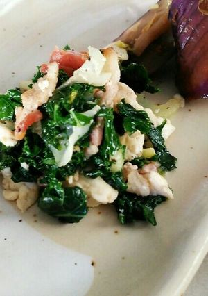 ケールと豆腐とベーコン炒め-レシピのメイン写真