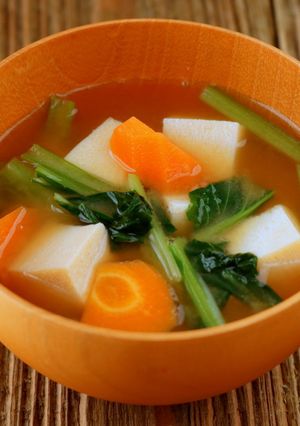 カルシウム豊富♪高野豆腐と冬野菜の味噌汁-レシピのメイン写真