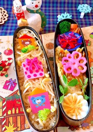 カレーきんぴらきつね巻き クリスマス弁当-レシピのメイン写真