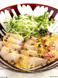 鯛の昆布じめのからすみ和え-レシピのメイン写真