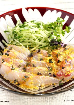 鯛の昆布じめのからすみ和え-レシピのメイン写真