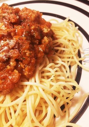 材料はこれだけ!簡単♫ミートソースパスタ-レシピのメイン写真