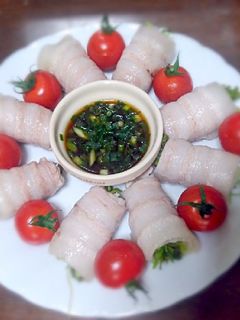 レンジで簡単!さっぱり水菜の豚肉巻き-レシピのメイン写真
