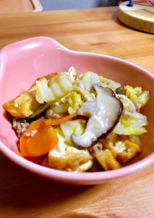 【めちゃ簡単】厚揚げきのこ白菜のうま煮-レシピのメイン写真