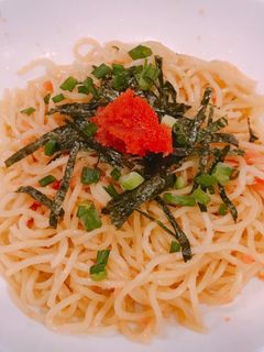 焼きそばの蒸し麺で、レンジで明太子パスタ-レシピのメイン写真