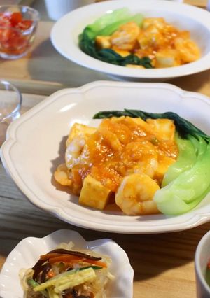 厚揚げでかさ増し♪満足エビチリ-レシピのメイン写真