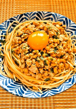 😊ランチに🍴簡単♪野沢菜入り納豆パスタ😊-レシピのメイン写真