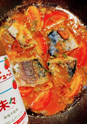時短🍅サバ缶アレンジ🌿トマトアヒージョ🧄-レシピのメイン写真