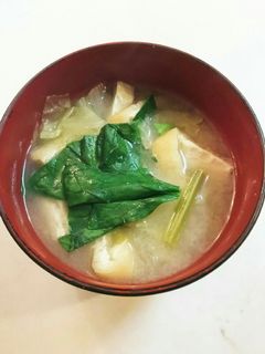 ほうれん草 白菜 油揚げの味噌汁-レシピのメイン写真