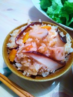 簡単!しいたけたっぷり炊き込みご飯-レシピのメイン写真