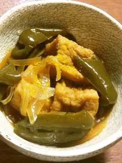 厚揚げ、ピーマン、玉葱の煮物-レシピのメイン写真