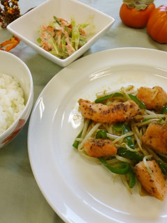 鮭のにんにくしょうゆ炒め(健康食)-レシピのメイン写真