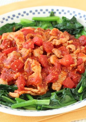 ごろごろトマトとほうれん草の豚肉サラダ-レシピのメイン写真