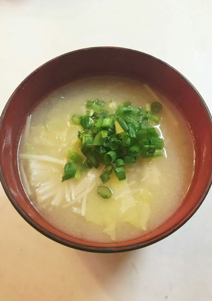 白菜 えのき 小葱の味噌汁-レシピのメイン写真