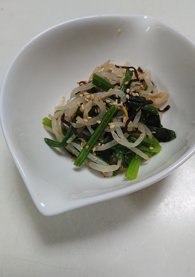 もやしとほうれん草の塩昆布あえ-レシピのメイン写真